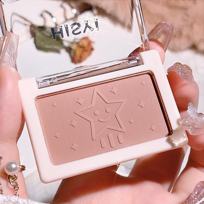 Long Lasting Matte Blush, Single Color Makeup Blush Palette, Cheeks Contour Blush Pressed Powder, Natural Look Blush for Daily Makeup, Suitable for All Skins