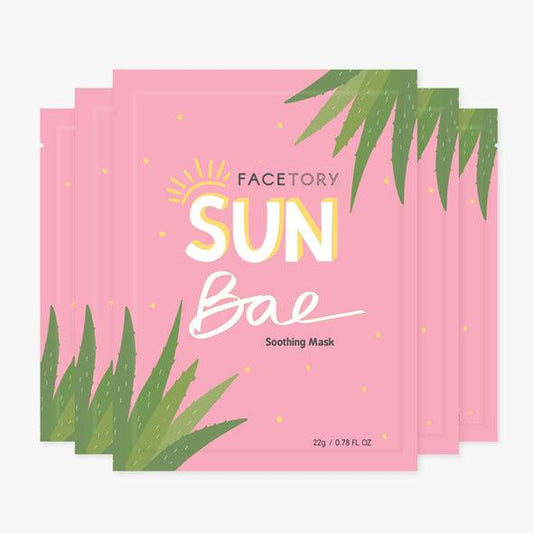 Sun Bae Sheet Mask - with Aloe Vera & Jojoba Seed Oil - Soothing, Calming, & Hydrating - Pack of 5