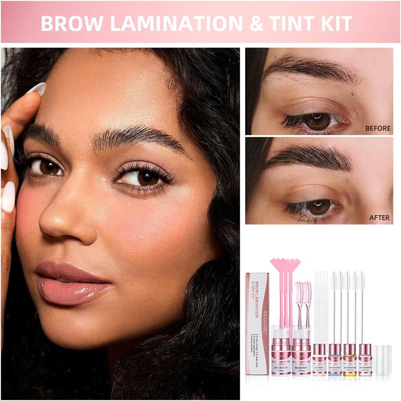 Eyebrow Tint & Lamination Kit, 1 Set Semi-permanent Eyebrow Instant Perming Supplies, Including Eyebrow Perming Cream, Brush, Tweezers, Eye Brow Styling Tool, Professional Makeup Accessories