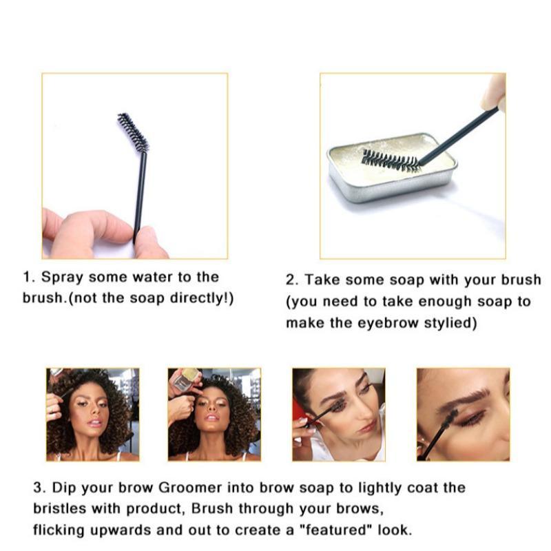 Eyebrow Styling Soap with Eyebrow Brush, Eyebrow Shaping Wax Cream & Eyebrow Grooming Brush Set, Long Lasting Eye Brow Stereotyped Cream for Women Beginners