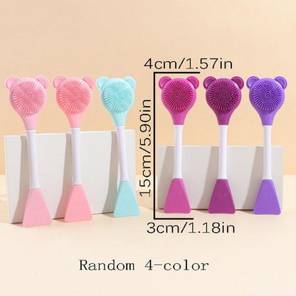 Random Color Silicone Facial Cleansing Brushes, 4pcs/set Double-ended Face Mask Brushes, Soft Skin-friendly Cleansing Tools, Skincare Tool Kit