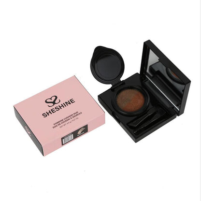 Long Lasting Duo Color Eyebrow Powder with Brush, Eyebrow Powder with Double Ended Brush, Eye Brow Styling Powder, Makeup Accessories