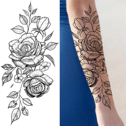 Flower Pattern Temporary Tattoo Sticker, 10pcs/set Fake Tattoo Sticker, Body Art Sticker for Women & Men, Realistic Tattoo Sticker for Arms, Neck, Ankle, Legs, Painless Body Art Decoration