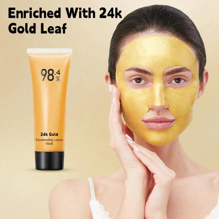 24k Gold Rejuvenating Luxury Mask,98.4% Beilingmei Gold Foil Peel-off Facial Mask, Tear Off Mask, Includes Gold Leaf, Cleanses Pores, Moisturises Deep Cleansing, Reduces Fine Lines Great for All Skin