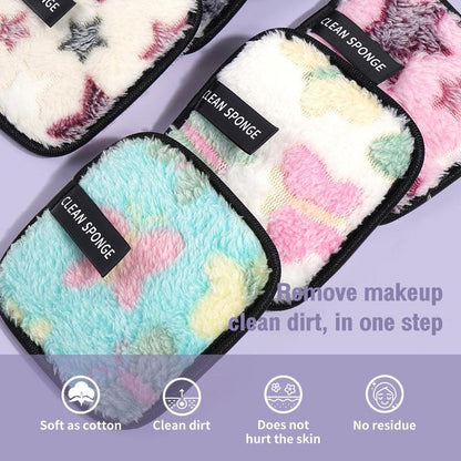 Travel Reusable Makeup Remover Pads, 6 Counts Colorful Facial Cleaning Puffs, Face Wash Sponges, Square Shape Fluffy Face Washing & Skin Cleansing Pads, Comfort Hygiene Products