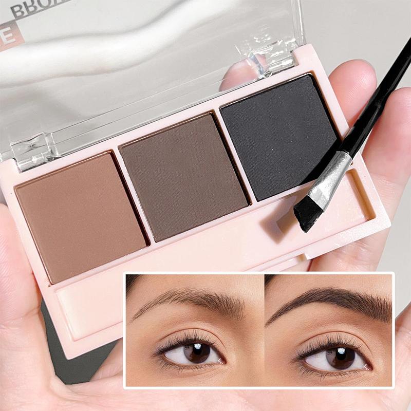 3 Color Eyebrow Powder With Brush, Long Lasting Waterproof Eyebrow Palette, Smudge Proof Eye Brow Powder, Natural Eye Makeup Palette, Eye Brows Makeup Products