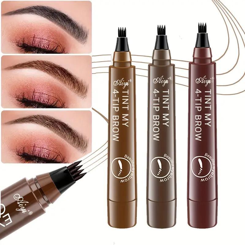 4 Fork Tip Design Liquid Brow Pencil, Waterproof Long Lasting Eyebrow Pencil, Brow Styling Pen, Brow Shading & Filling Pencil, Brow Brush Makeup Tool, Eye Brow Makeup Products