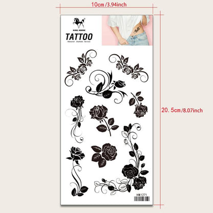 Flower Theme Temporary Tattoo Sticker, 1 Count Waterproof Fake Tattoo Sticker, Body Art Sticker For Women & Girls