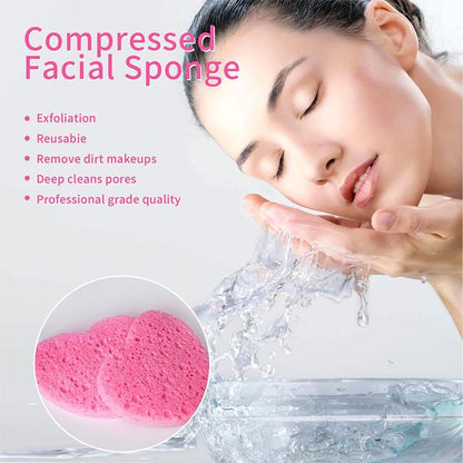 Compressed Cellulose Heart Shape Facial Sponges, 50pcs/set Natural Facial Cleansing Exfoliating Face Scrubber, Comfort Facial Cleansing Tools,  Facial Cleanser Tools