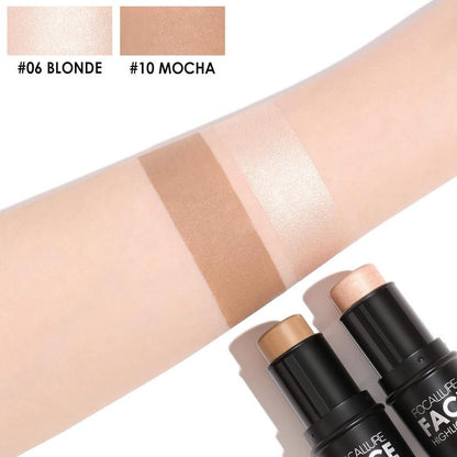 FOCALLURE 2 Pcs Mineral Cream Contour Stick,Moisturize Highlighter and Bronzer Pen,Non Stick Face Brightens & Shades Pencil,Long Lasting & Smooth Gliding Face Illuminator Makeup