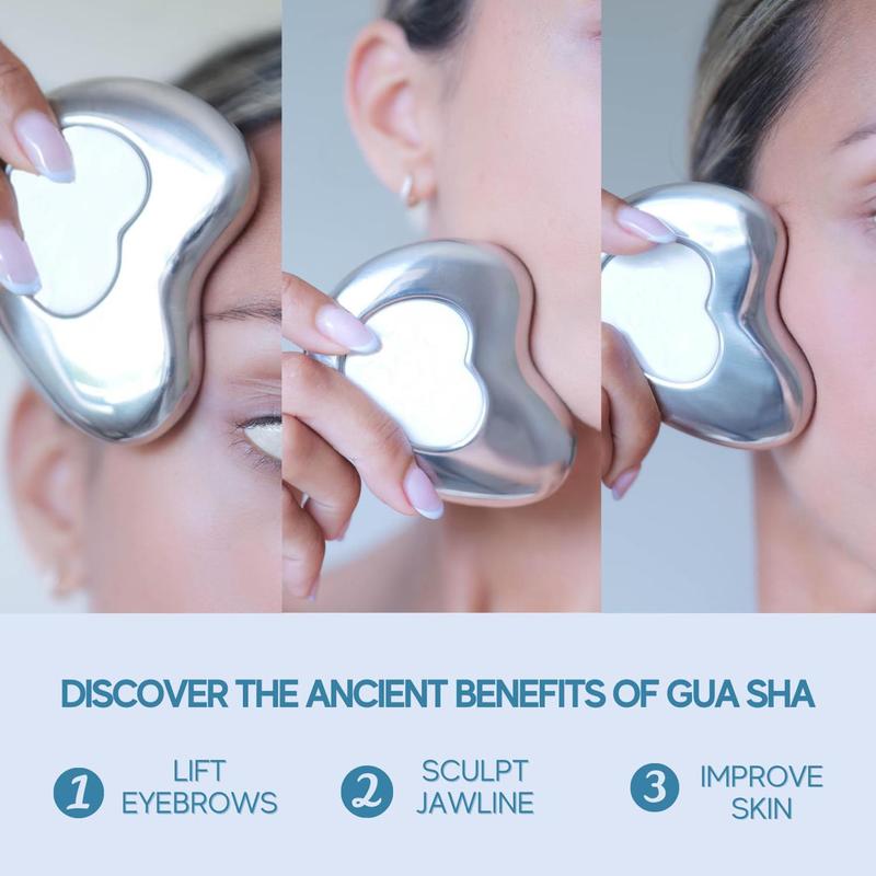 Stainless Steel Gua Sha Massager, 1 Count?Face Massage Tool, Facial Line Shaping Tools, Metal Jawline Sculpting and Lymphatic Drainage Massager for Face Lifting