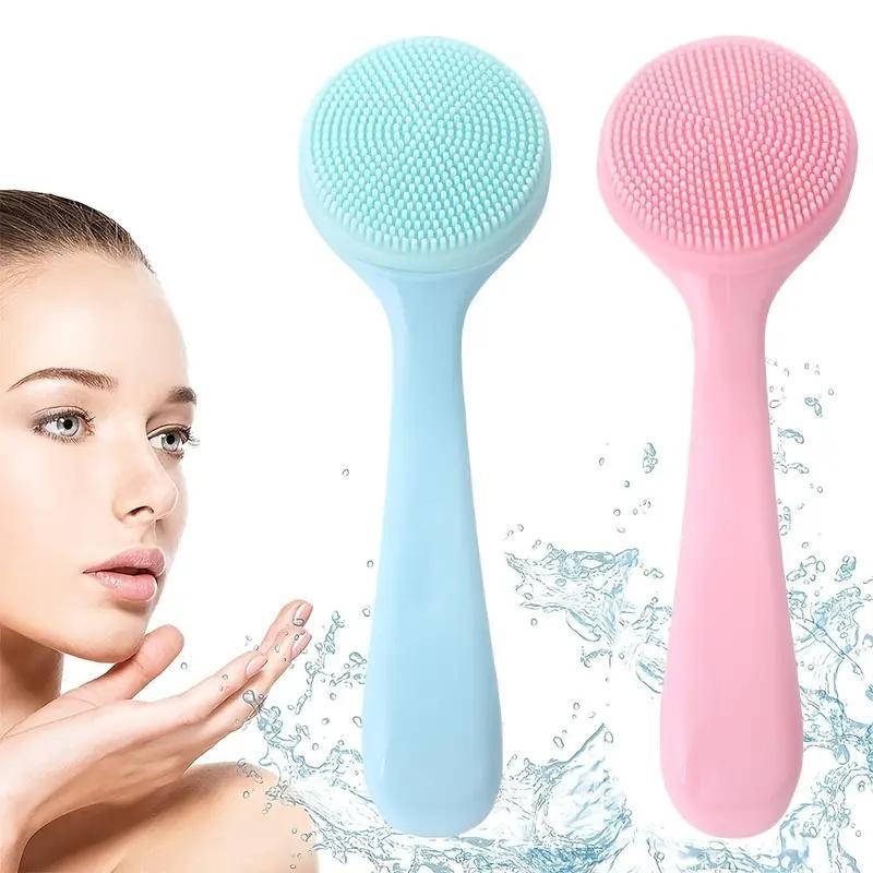 Silicone Facial Cleansing Brush for Women, 2 Counts Comfort Soft Face Scrubber Brush for Daily Use, Face Deep Cleaning & Massage Tool, Summer Skin Care Tool