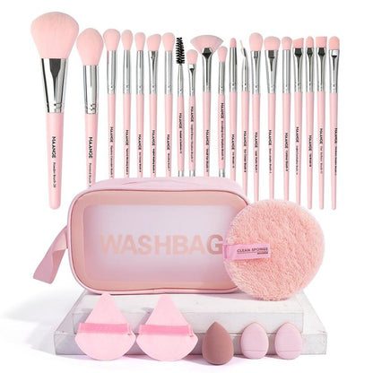 Makeup Tool Set (27pcs/set), Back to School?Facial Makeup Brush Set & Powder Puff & Beauty Sponge & Wash Bag, Professional Makeup Tool Set for Women