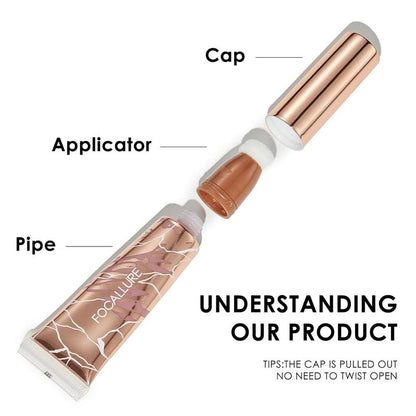 FOCALLURE 3 PCS Liquid Contour Stick,Moisturizing Highlighter,Blush and Bronzer,Silky Cream Contouring Pen with Soft Cushion Applicator,Long Lasting Waterproof Face Illuminator Makeup