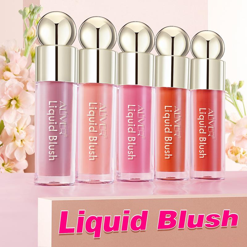 5 colors Aliver Blush, Natural Matte Finish Looking, Dewy Cheek Tint Makeup Cosmetic liquid blush