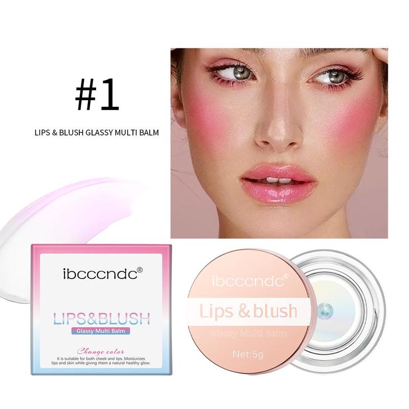 Lip & Blush Glassy Multi Balm, Long Lasting Color Changing Cream Blush, Natural Look Lightweight Blush for Women Girls