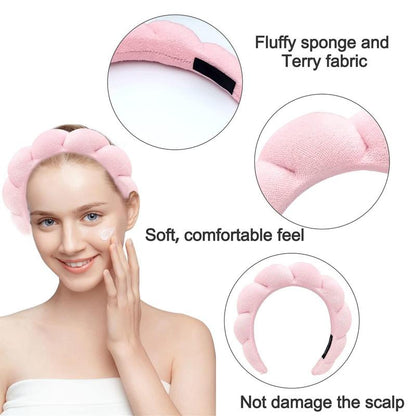 Skincare Tool(4pcs/set), Double-ended Facial Cleansing Brush, Face Scrubber, Soft Wristband & Cloud Headband, Face Wash Tool for Women & Girls