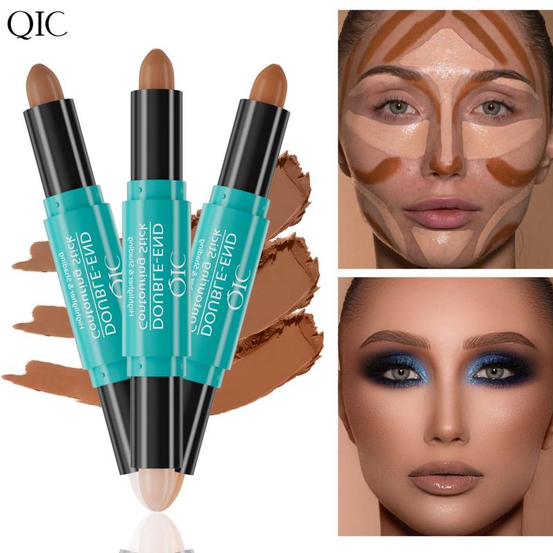 QIC Flawless Brightening Concealer, Illuminating & Highlighting Face Makeup, Conceals Dark Under Eye Circles,Double-End Highlighter Contour- 2 in 1 Makeup Shading - Long-Lasting Waterproof Smooth Cream Bronzer