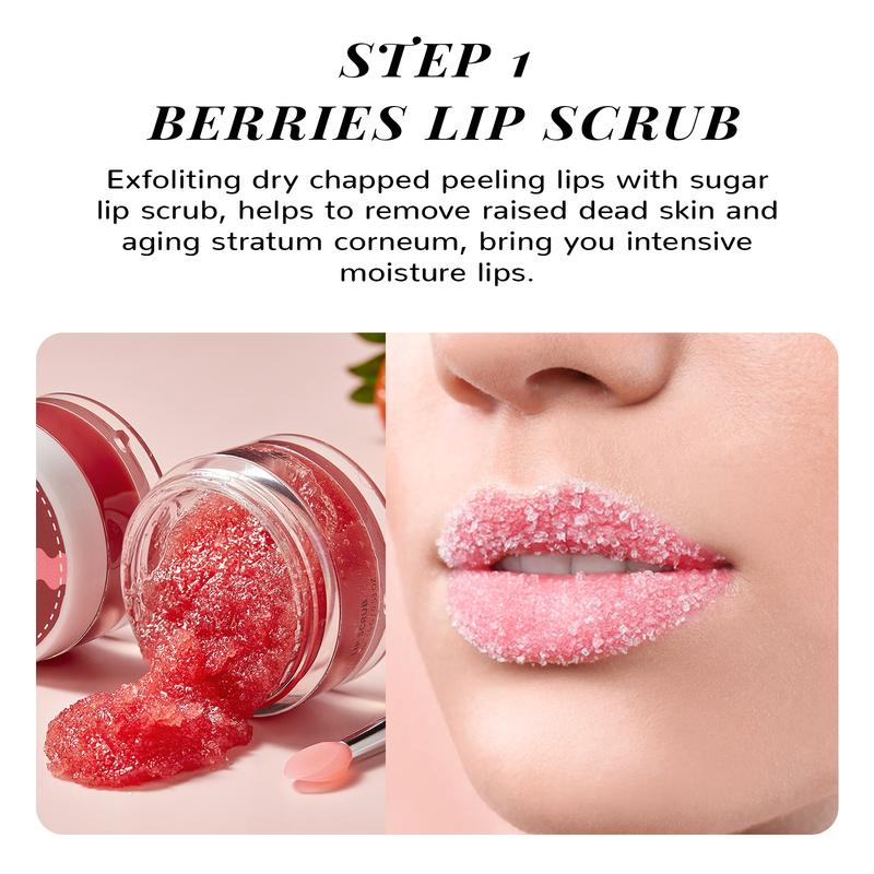 ANAiRUi Berries+VC Lip Care Kit - Lip Mask & Lip Sugar Scrub - Overnight Comfort Hydrating Lip Sleeping Mask & Lip Exfoliator Scrub - Moisturizing Lip Treatment Mask for Dry Chapped Cracked Peel - Lip Repair Moisturizer for Lip Skincare Routine for Women