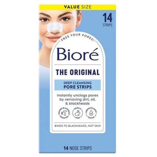 Bior¨¦ Original, Deep Cleansing Pore Strips, Nose Strips for Blackhead Removal, with Instant Pore Unclogging, features C-Bond Technology, Oil-Free, Non-Comedogenic Use, 14 Count