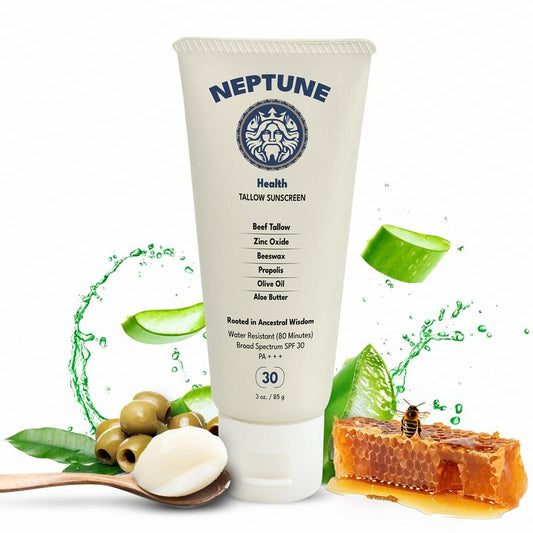 Non-Toxic Daily Tallow Sunscreen you can EAT w/ Aloe Butter and Propolis. Skin Healing for a Natural Olive Tan. No Toxic Chemicals, endocrine disrupters, PFAS. Moisturizing Cream