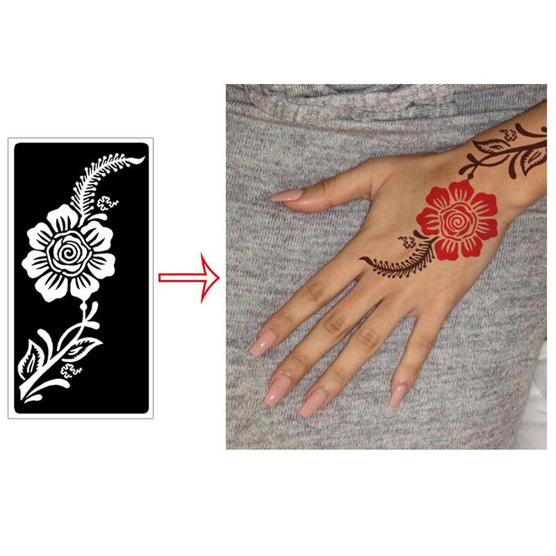 Vintage Floral Pattern Temporary Tattoo Stencil, 9pcs/set Self-adhesive Body Art Tattoos Paint Sticker, Beauty & Personal Care Fake Tattoo