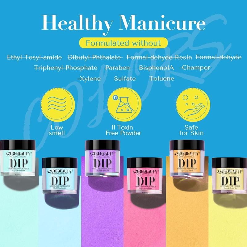 [New Product Sale] AZUREBEAUTY Bright Summer Dip Powder Nail Set, 6 Colors  Dipping Powder Nail Starter Kit French Art Manicure DIY Mother's Gift for Women, No Need Nail Lamp Cured