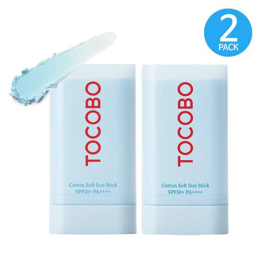 TOCOBO Cotton Soft Sun Stick (SPF 50+ PA++++) 2-Pack, Korean Sunscreen Facial Skincare