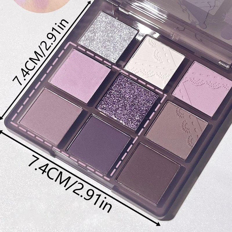 Music Festival Makeup 9 Color Purple Tones?Eyeshadow Palette, Matte Glitter Shimmering Eye Shadow Makeup Palette, High Pigmented Colorful Eye Makeup Product