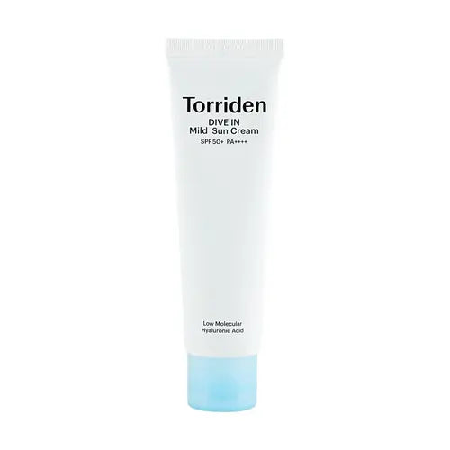 TORRIDEN DIVE-IN Mild Suncream, Low Molecular Hyaluronic Acid, Lightweight, Moisturizing, SPF50+ PA++++, 2.02 fl oz.