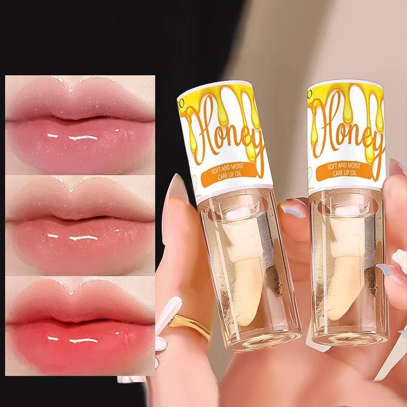 Peach and Honey Lip Care Oil, 6pcs/set Moisturizing Lip Oil, Natural Extracts Mild Lip Care Lipstick, Lip Gloss, Lip Care Product for Women & Girls