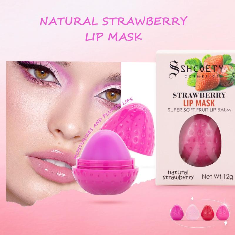 Strawberry Shaped Moisturizer Lip Balm, 1/5 Counts Comfort Hydrate Tinted Lip Mask, Long-lasting Hydrating Lip Stick, Moisturizing Lip Skincare Product