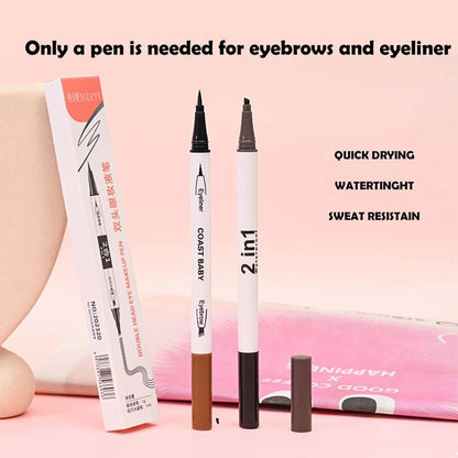 Double-ended 2-In-1 Eyebrow & Eyeliner Pencil, 1 Count Waterproof Eyebrow Pencil, Long-lasting Eyebrow Pencil, Professional Eye Makeup Tool For Women