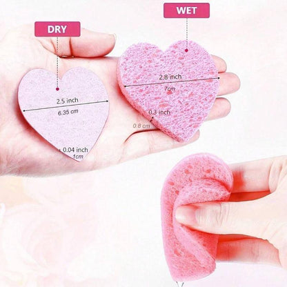 Heart Shaped Facial Cleaning Sponge, 20pcs Compressed Facial Sponges for Facial Cleansing, Facial Cleaning Tools for Women & Girls