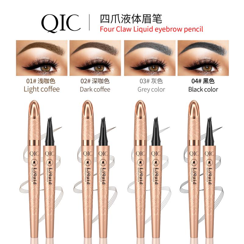 QIC Instant Lift Eyebrow Pencil, Waterproof Brow Pencil, Four-claw Liquid Eyebrow Pen, Four-tooth Brow Pencil