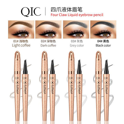 QIC Instant Lift Eyebrow Pencil, Waterproof Brow Pencil, Four-claw Liquid Eyebrow Pen, Four-tooth Brow Pencil