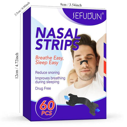 Nose Strips, 60pcs/box Nose Strips for Breathing, Nasal Strips for Reducing Nasal Snoring, Drug-Free, Opens Your Nose