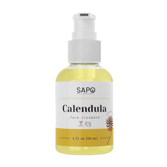 Sapo All Natural Calendula Face Cleanser with Coconut Oil, Glycerin and Hyaluronic Acid - A Gentle, Soothing and Hydrating Facial Wash for Oily, Normal and Sensitive Skin - A Skin Repairing Facial Cleanser that Comforts and Moisturize while Cleansing