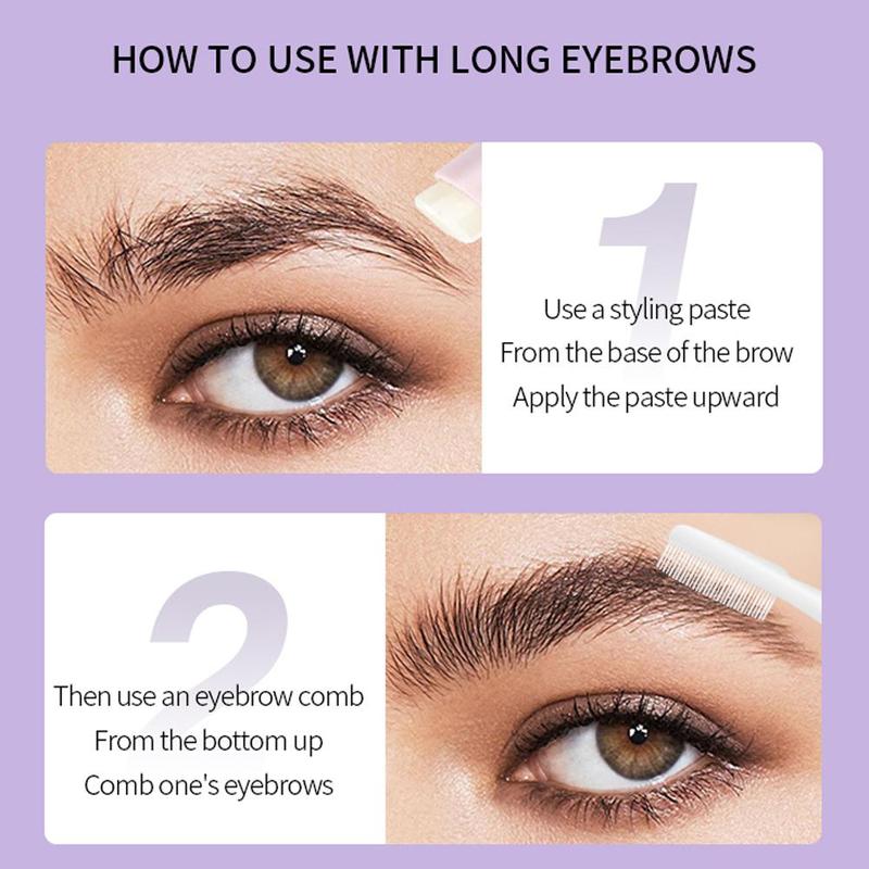 Eyebrow Makeup Tool, 1 Count Double-ended Eyebrow Gel & 1 Count Eyebrow Brush & 1 Count Transparent Eyebrow Glue, 24 Hours Long Lasting Waterproof Eyebrow Makeup Products for All Types