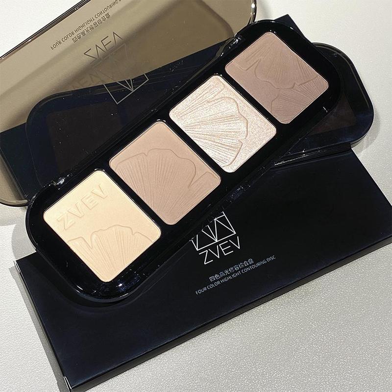 4 Color Long Lasting Shimmering Highlighter Makeup Palette, 2pcs/set Facial Contouring and Detailing Makeup Disc, Cosmetic Beauty Supplies for Girls and Women