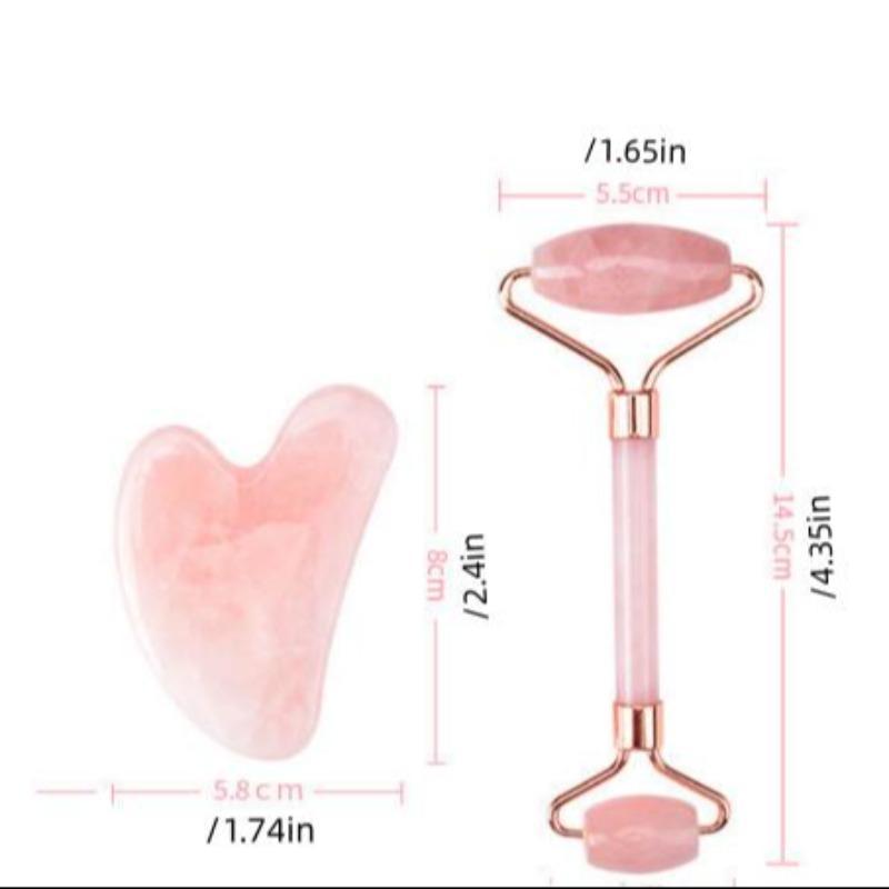 Heart Shaped Gua Sha Tool & Double Ended Face Jade Roller, 2pcs/set Comfort Facial Massage Tool, Professional Skin Care Tool for Women