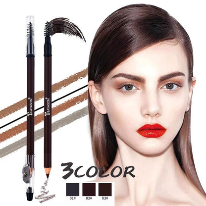 Double-ended Eyebrow Pencil With Eyebrow Sharpener, Long Lasting Eyebrow Pencil, Brow Styling Brush, Sweat Proof High Pigmented Brow Shading And Filling Pencil