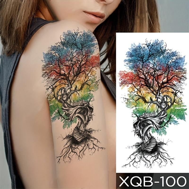 Tree Pattern Temporary Tattoo Sticker, 1 Count Waterproof Long Lasting Fake Tattoo Sticker, Body Art Sticker for Women & Men