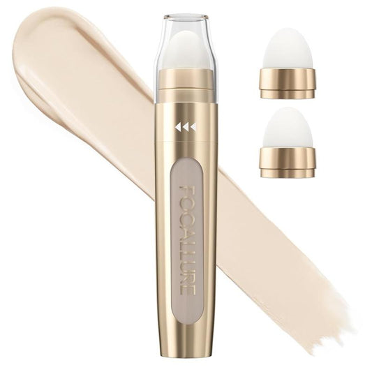 FOCALLURE FIX CORRECTOR Concealer Stick, with 2 Replaceable Sponge Applicator, Full Coverage Concealer Makeup, Color Corrector for Dark Circles, Transfer Resistant