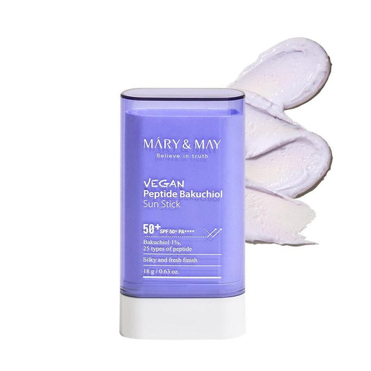 [Mary&May] Vegan Peptide Bakuchiol Sun Stick SPF50+ PA++++, Aging Control, Bakuchiol, 25 types peptide, Sebum Care, Matte finish, Korean Skincare, Vegan