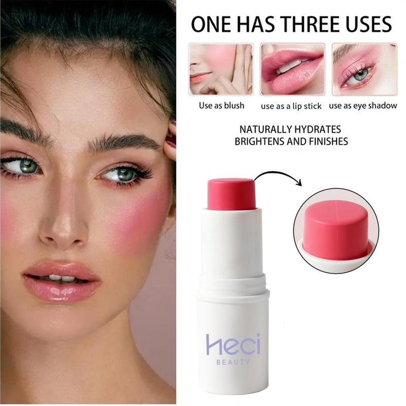 3 In 1 Blush Stick, Long Lasting Waterproof Blush, Moisturizing Shadow Blush Stick, Multi-functional Facial Makeup