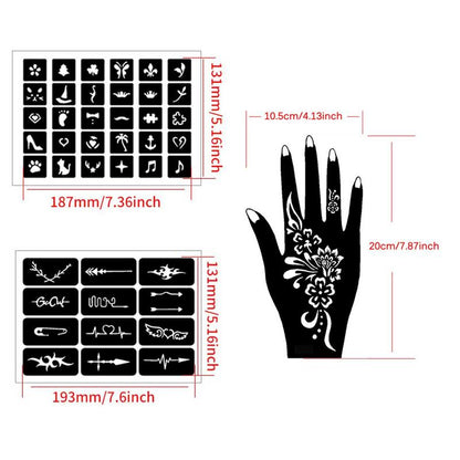 Mixed Pattern Tattoo Stencil, 22pcs/set Creative Henna Stencil, Henna Tattoo Stencils for Women & Girls, Body Art Stencils for Festival, Fake Tattoos Custom, Back to School