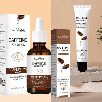 Caffeine Skin Bottom Eye Essence & Shining Eye Cream Set, 3 Counts/set Moisturizing Eye Cream, Eye Care Product for Women & Men