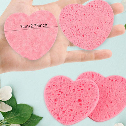 Compressed Cellulose Heart Shape Facial Sponges, 50pcs/set Natural Facial Cleansing Exfoliating Face Scrubber, Comfort Facial Cleansing Tools,  Facial Cleanser Tools