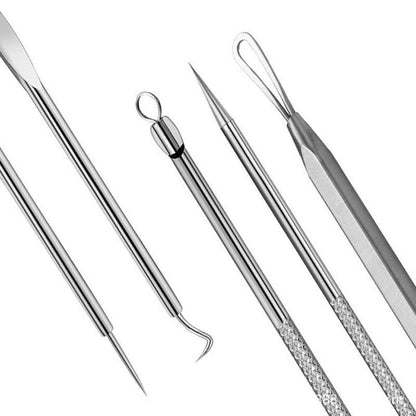 Stainless Steel Blackhead Remover Kit with Storage Bag, 8 Counts/set Blackhead Cleaning Kit, Professional Skincare Tools for Women & Men